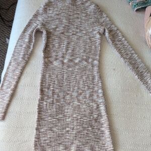 La Hearts Gray and White Bodycon Dress with Mock Neck